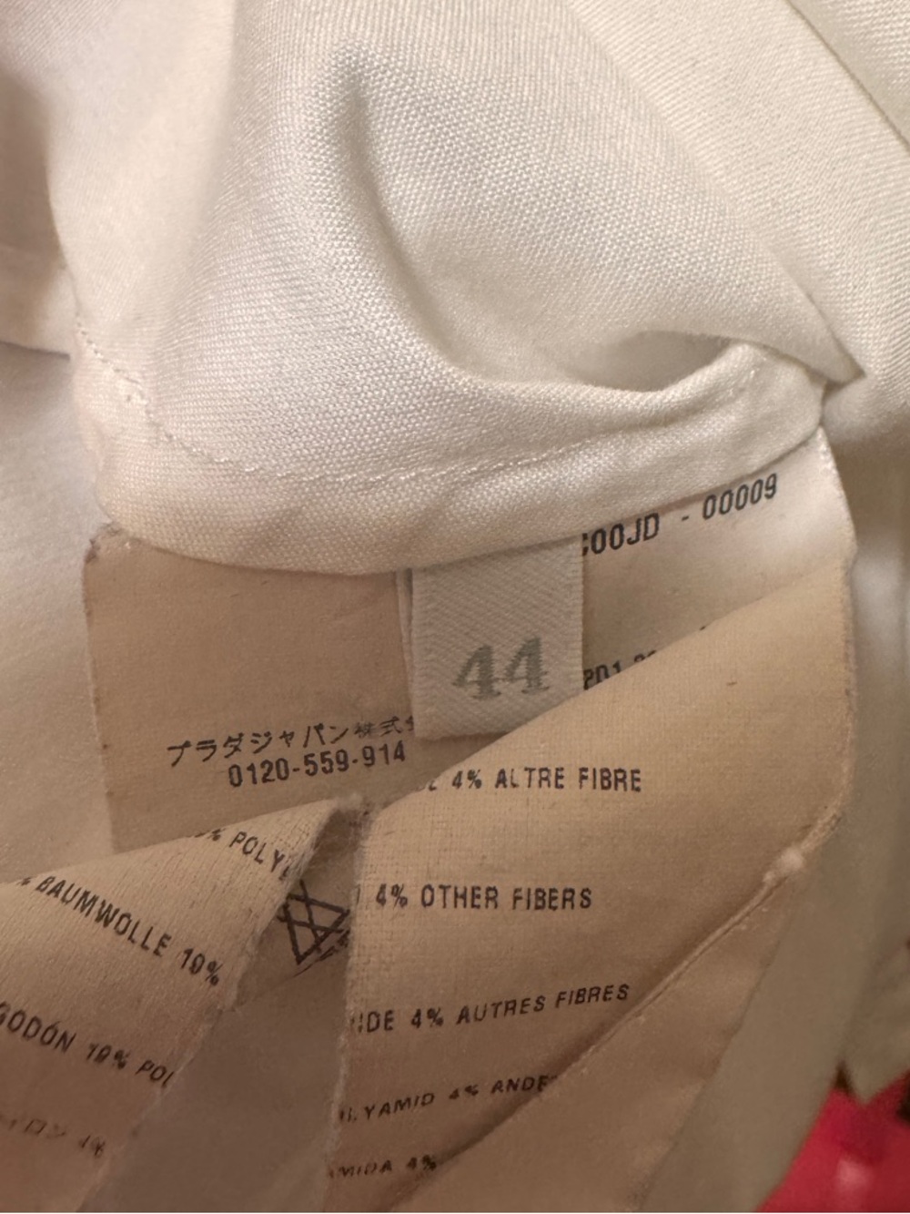 Prada White Short Sleeve Ruffle Front Blouse with Tie Back Size 44/12 - Picture 7 of 7